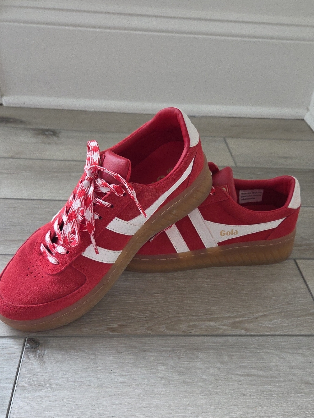 Gola Women's Red Suede Sneakers with Gum Sole